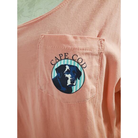 Cuffys Cape Cod Massachusetts Black Lab Dog T-Shirt Womens Size XL Pink Pocket - Picture 5 of 15